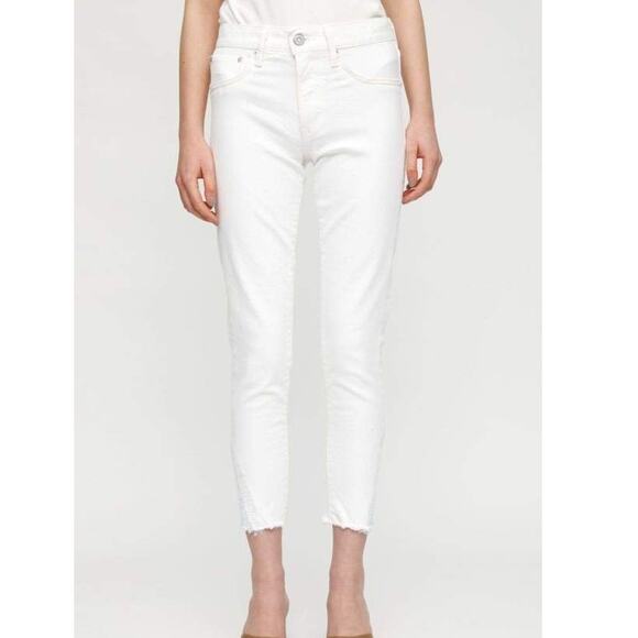 MOUSSY Burnside Distressed Raw Hem Low Rise Skinny Jeans White Size 24 - Picture 8 of 9